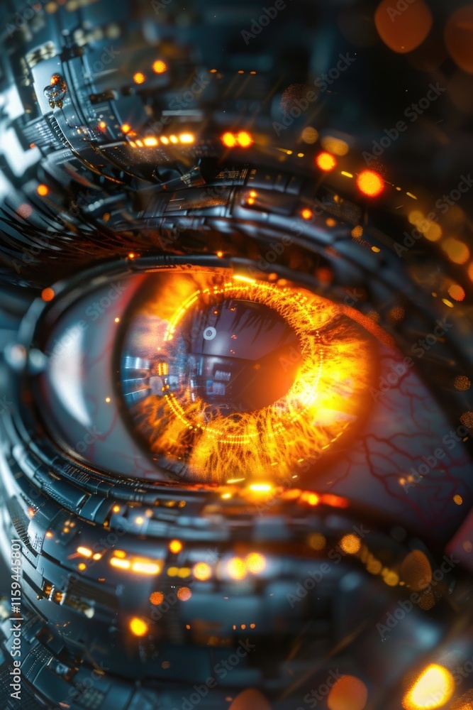 Poster advanced digital eye with circuit design and futuristic technology elements
