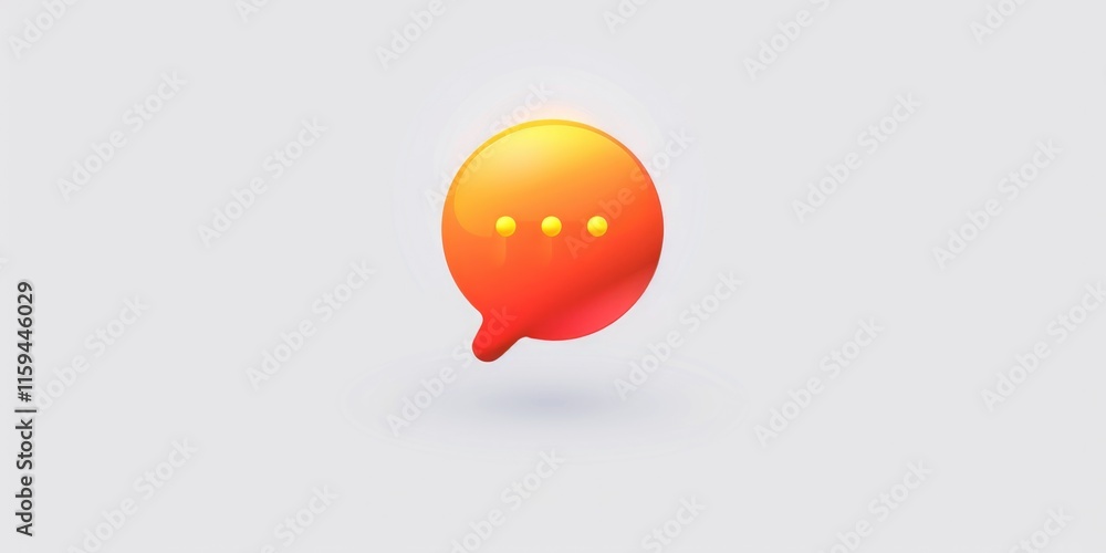 Wall mural red and orange circle with three dots in the middle. the circle is a symbol for a chat or messaging 