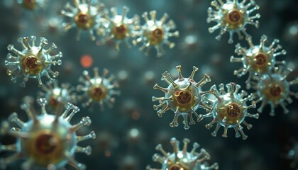 virus bacteri and corona virus 3d rendering