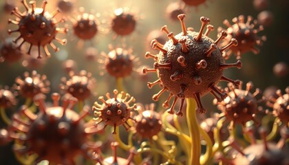 virus bacteri and corona virus 3d rendering