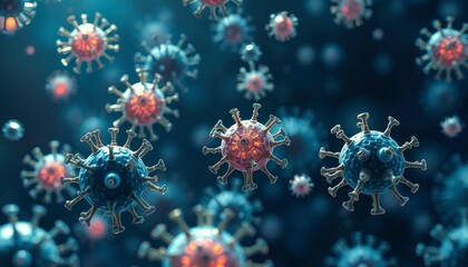 virus bacteri and corona virus 3d rendering