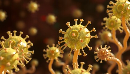 virus bacteri and corona virus 3d rendering