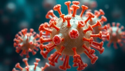 virus bacteri and corona virus 3d rendering