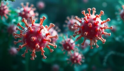 virus bacteri and corona virus 3d rendering