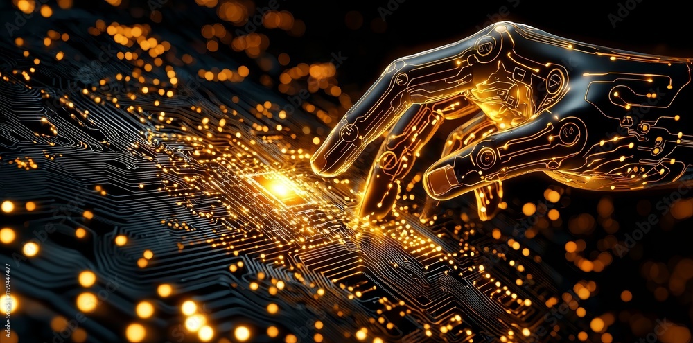 Poster a robot holding a hologram, perfect for ai learning visuals or futuristic technology.