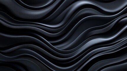 Obraz premium Abstract wavy black texture with smooth curves and depth.