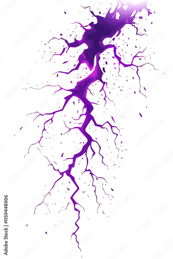 Poster a vibrant purple lightning bolt design with intricate branching patterns.