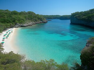 Fototapeta premium Secluded Tropical Cove Beach Paradise Scene