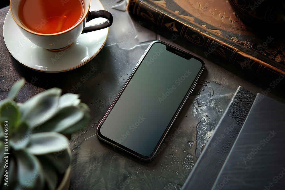 Poster modern smartphone with blank mockup screen for product display and advertisement