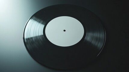 Obraz premium A vinyl record with an unlabeled surface, set against a neon green and yellow backdrop. The vivid neon lighting offers clear copy space, with smooth, diffused lighting giving it a contemporary