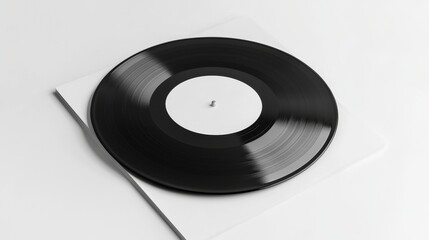 Obraz premium A single EP vinyl record with a blank label, set against a white background.