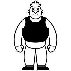 Animation Cartoon character body builder silhouette design 