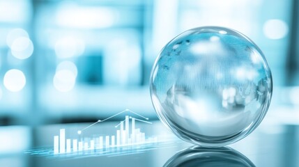 Global Growth and Progress: Crystal Globe Representing Worldwide Economic Expansion and Development