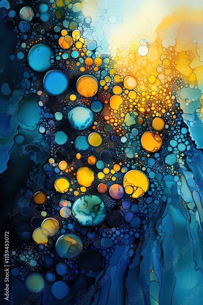 Poster an intricate abstract texture created using alcohol ink techniques.