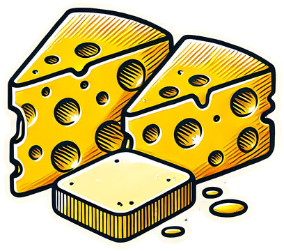 yellow cheese slices, square, cartoon style clip art preview