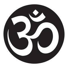 Obraz premium Om Symbol in Circle Silhouette Vector Design