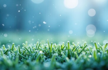 Obraz premium A closeup of a frosted grass field blanketed in serene snow