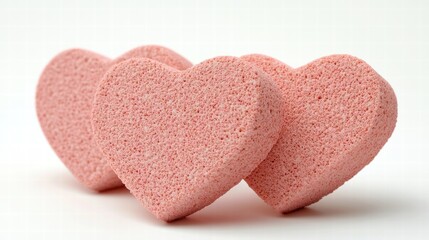 Three Pink Heart-Shaped Sponges