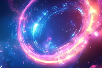 Futuristic Technology Abstract with Neon Glowing Lines and Digital Patterns