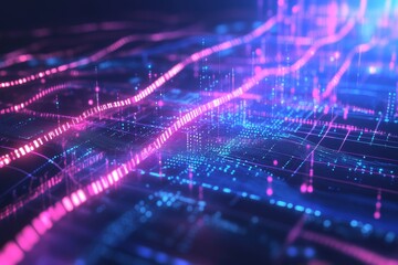 Dynamic Neon Lines and Geometric Patterns in a Futuristic Technology Backgroun