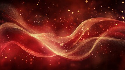 Fototapeta premium Red and Gold Glitter Wave Abstract Design