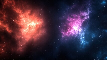 Cosmic Nebula Red and Blue Celestial Clouds