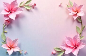 Fototapeta premium A valentine lovely romantic frame with copyspace of pink roses on a pink background