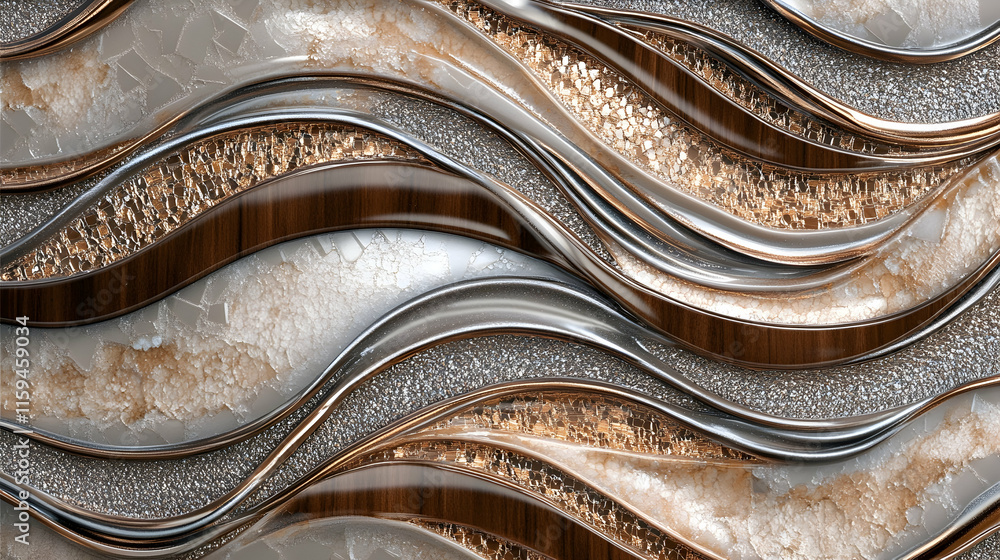 Poster intricate mocha mousse color 2025 mosaic tile design with delicate patterns, polished textures and a