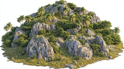 Tropical Island Cliff, 3D Render