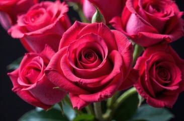Obraz premium A beautifully arranged bunch of red roses adorned with water drops on them