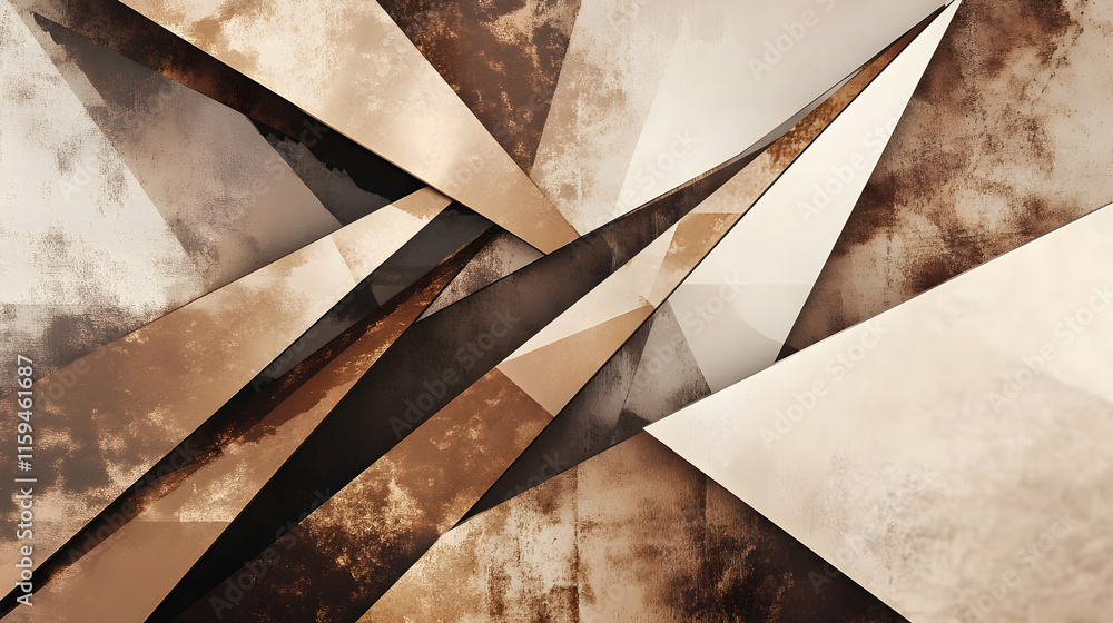 Poster mocha mousse color 2025 architectural abstract with clean angles, modern design elements and layered