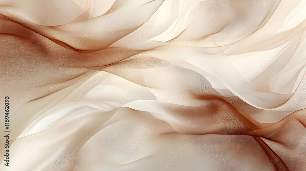 Poster mocha mousse color 2025 flowing fabric-inspired abstract background with natural folds, subtle trans