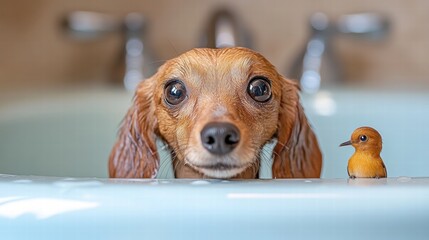 Dog and Bird Bath Time