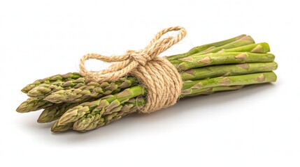 Fresh Green Asparagus Bundle Tied with Twine