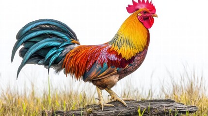 Fototapeta premium Majestic Rooster in Vibrant Plumage