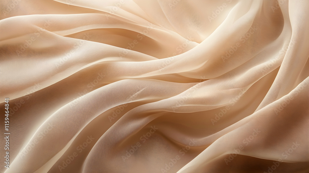 Poster mocha mousse color 2025 silky drape-inspired background with cascading folds, soft gradients and ele
