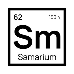 Samarium chemical element of the periodic table. Vector isolated symbol Sm