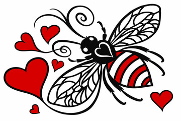 Vector Line Art Valentine Muffin - Much Love Design on White Background