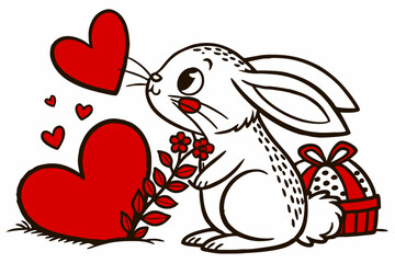 Vector Line Art Valentine Muffin - Much Love Design on White Background