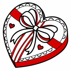 Vector Line Art Valentine Muffin - Much Love Design on White Background