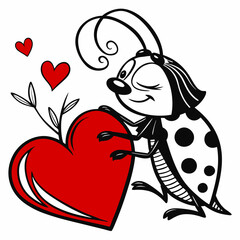 Vector Line Art Valentine Muffin - Much Love Design on White Background