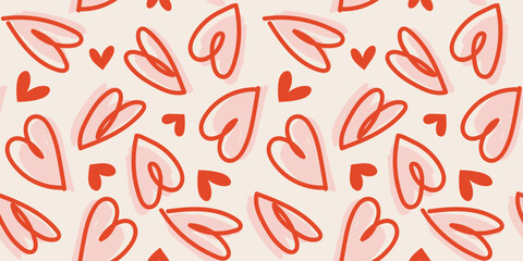 Hand painted Valentine's Day seamless pattern. Modern abstract art