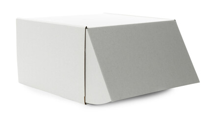 One empty cardboard box isolated on white. Mockup for design