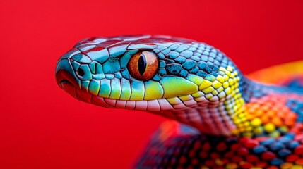Vibrant Rainbow Snake Close Up Portrait