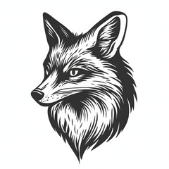 Obraz premium Fox black and white illustration minimalistic animal tattoo sketch 