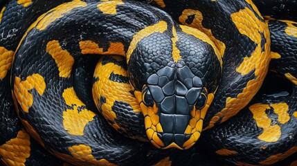 Fototapeta premium A Close Up View Of A Black And Yellow Snake