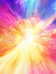 Obraz premium Vibrant explosion of color radiating energy with space for text and creativity, perfect for designs or mockups. Generative AI