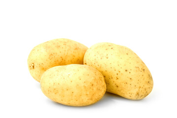 fresh potatoes on a white background. A natural product ideal for culinary projects, illustrations on healthy eating or agriculture themes.