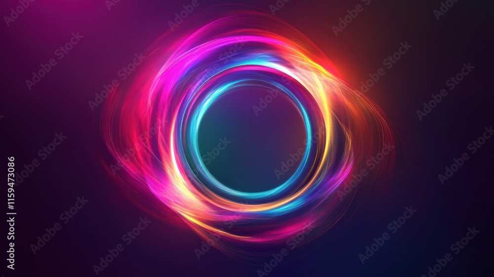 Fototapete Vibrant color explosion creating dynamic abstract energy circle for creative mock up design. Generative AI