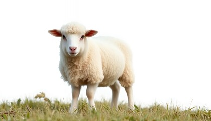 Obraz premium Adorable Lamb in Grassy Field - a Serene Pastoral Image